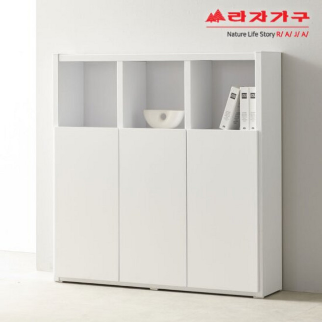 라자가구 비바 플러시 1200폭 3단 책장 도어형 LJY244, 화이트메이플