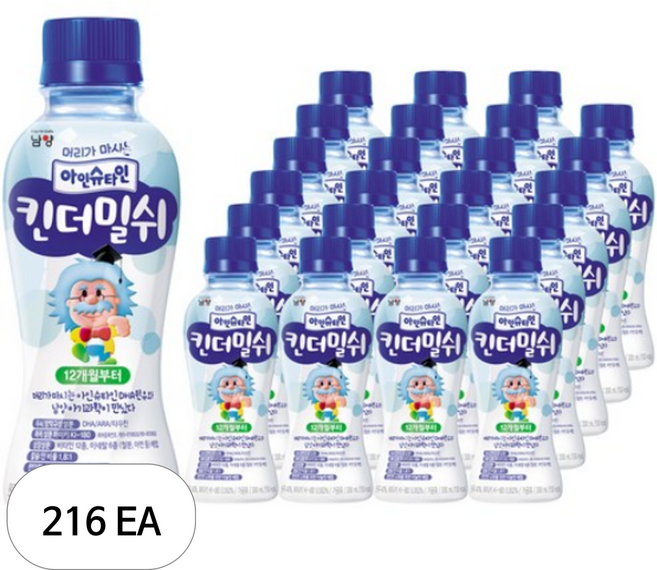 남양유업 아인슈타인 킨더밀쉬, 200ml, 216개