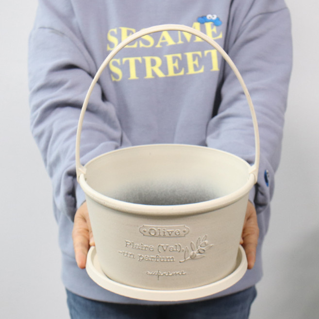 모리앤 틴감성 플라스틱분+받침(걸이겸용)원형 타원형, 1개