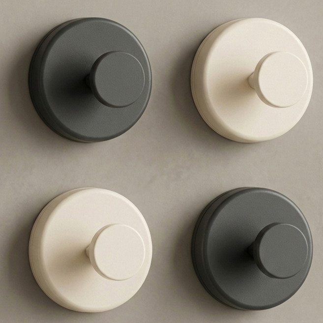 네이빈 흡착식 후크 걸이 무타공 다용도 고리, 4개, 아이보리 + 다크그레이