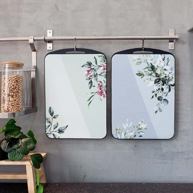 엘라다이닝 칼집에 강한 양면 TPU 도마, 1개, 그리너리플라워