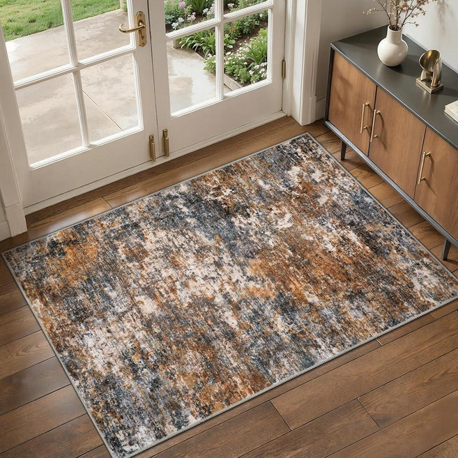 Tangsoo Abstract 2x3 Small Washable Rugs for Entryway Modern Non-Slip Low Pile Soft Small Area Ru