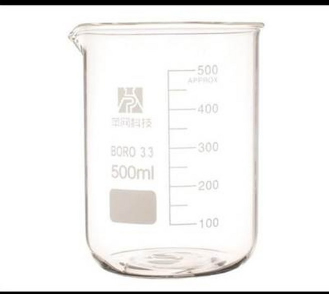 卑爾科技 500ml BORO 3.3 燒杯, 玻璃燒杯500ml帶刻度耐高溫可加熱實驗室醫用耐熱玻璃量杯, 1個, 500L