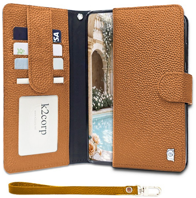 카투소 오플빽포켓 천연소가죽 카드수납 지폐수납 교통카드 후면 포켓 수납 다이어리 핸드폰 케이스 스트랩 포함 구기종