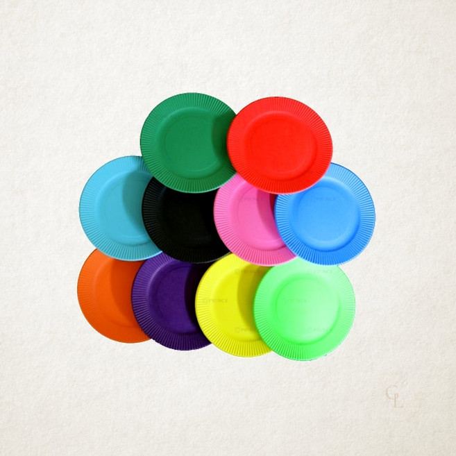 프린스 칼라 종이접시 하늘색 10매입 일회용 접시 파티 공예용 1개입