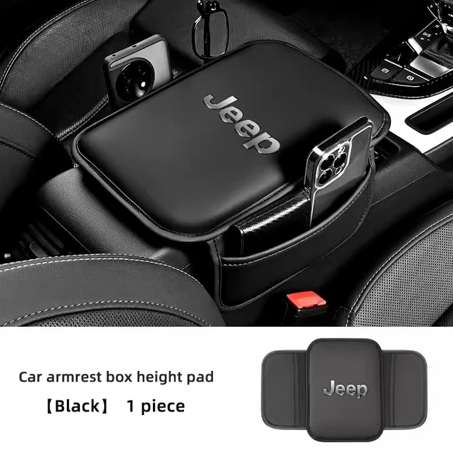 자동차 팔걸이 보호 매트 지프 호환 그랜드 체로키 랭글러 JK 검투사 나침반 레니게이드 패트리오 용 가죽, C-Black, 1개