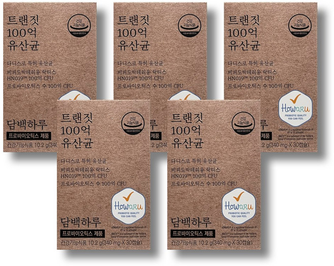 담백하루 트랜짓 100억 유산균, 30정, 5개