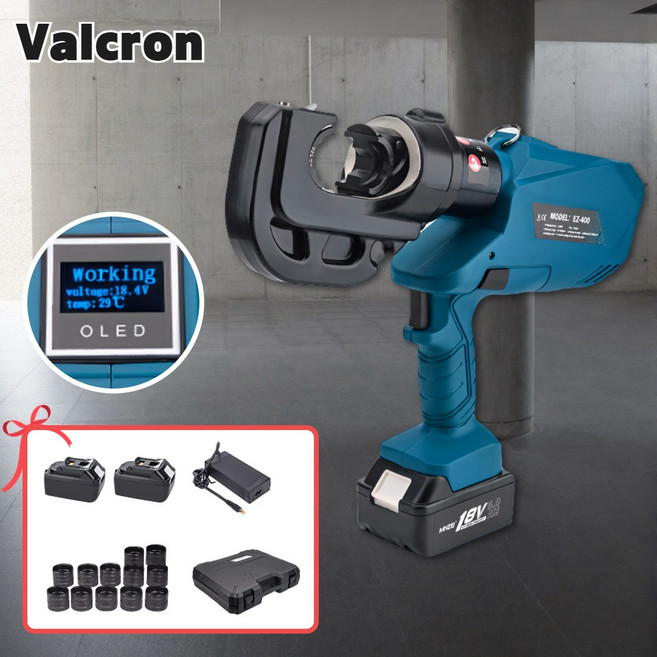 [발크론] 터미널 압착기 유압 전동 충전식 케이블 절단기 파이프 배관 압착툴 플라이어, 1개