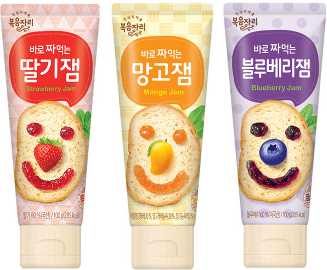 복음자리 바로 짜먹는 딸기잼 +블루베리잼 +망고잼 (300g), 1개, 300g