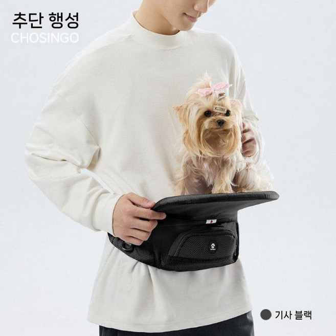 강아지 반려견 힙시터 소형견 허리백 여행용 가방 경량 강아지가방 강아지힙시트 아기띠, C. 나이트 블랙