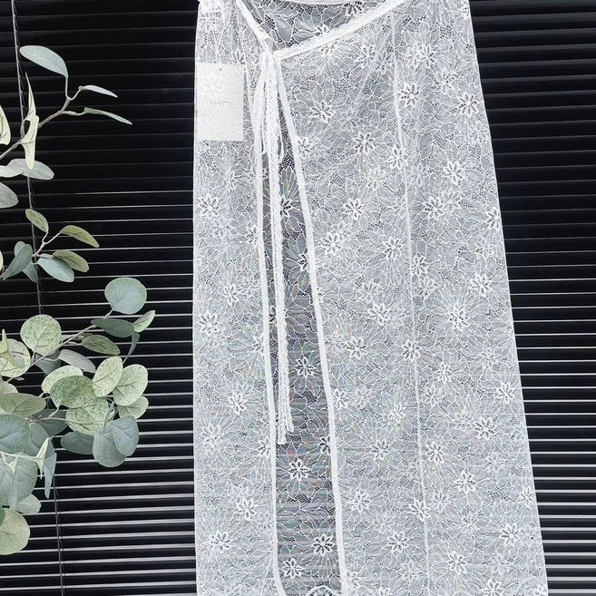 지고다그 여름 여성 레이어드 시스루 레이스 랩 롱 스커트 ZK3543