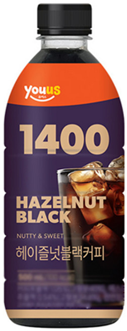 유어스 1400 헤이즐넛 블랙커피 500ml x 24개