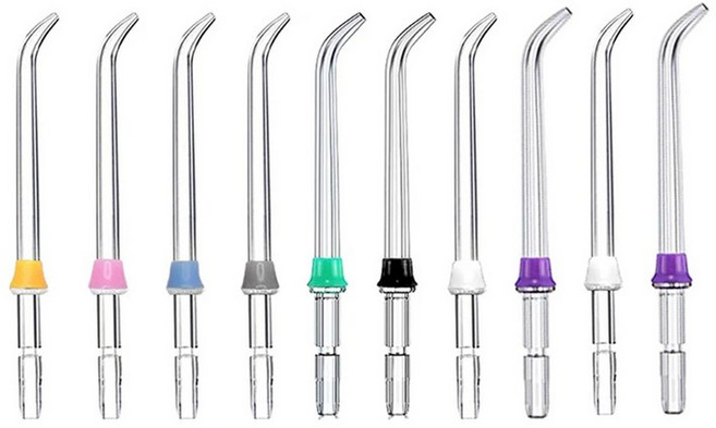 물 치실 및 구강 세정기에 호환되는 교체용 클래식 제트 팁 10개, 보여진 바와 같이