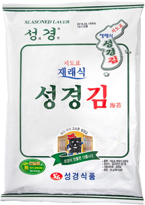 성경식품 지도표 재래식 성경김, 30g, 3개