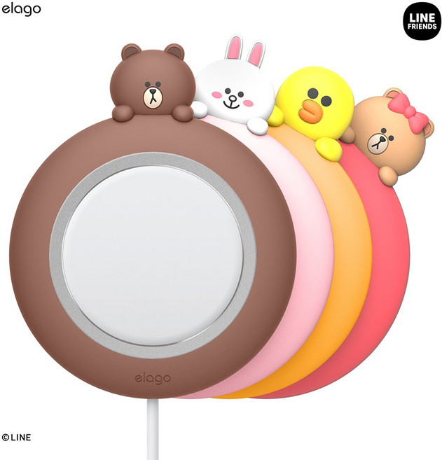 엘라고 라인프렌즈 맥세이프 충전기 실리콘 케이스 거치대, 코니, 1개