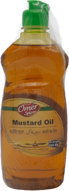 OMER Pure Mustard Oil 500ml Sarson Ka Tel Indian Bengali Cooking Oil 겨자유, 3개