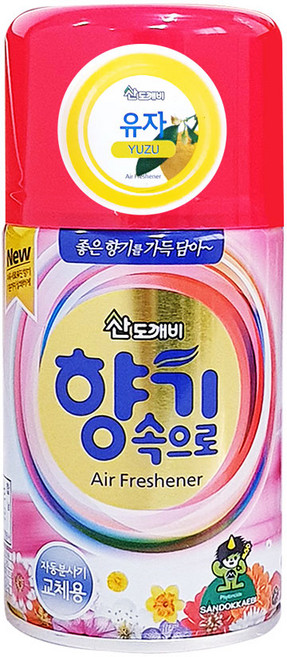 산도깨비 방향 탈취 자동분사기용 향캔 유자 리필, 3개, 290ml