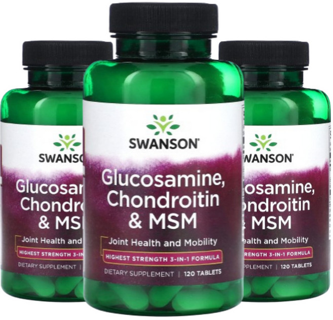 스완슨 글루코사민 600mg 콘드로이친 600mg MSM 450mg 120정 2+1, 3개