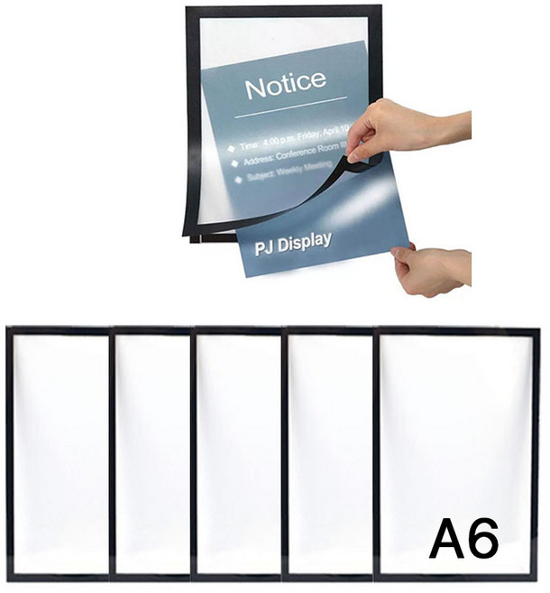 월프레임 A5 A6 벽부착식 자석형 마그네틱 포스터 피오피 사진 액자 꽂이, 5개, 골드A6