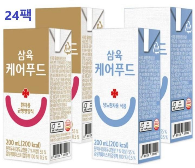 유동식음식 환자식음료 당뇨식사대용 노인건강 영양보충 음료 두유 당뇨 어르신 환자 고혈당, 200ml, 24개