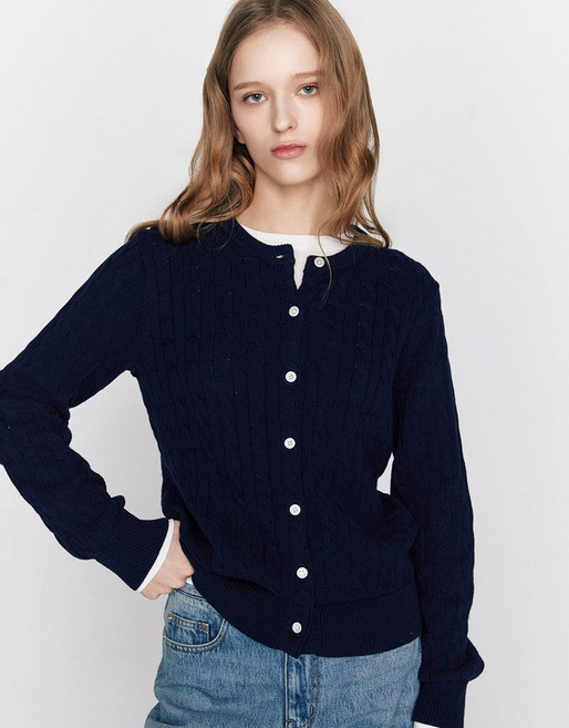 GIORDANO 코튼 케이블 크루넥 가디건5GG 356504 3color