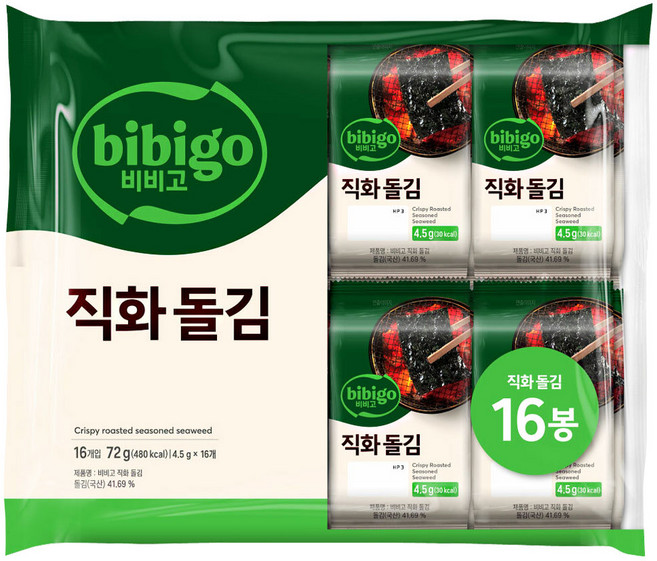 비비고 직화 돌김, 4.5g, 16개