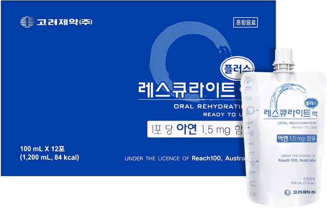 고려제약 레스큐라이트 플러스액 마시는 포도당 비타민 혼합음료 어린이, 12세트, 100ml