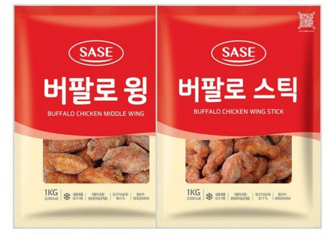 사세 버팔로윙 1kg + 사세 버팔로스틱 1kg, 1세트