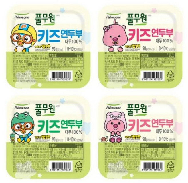 풀무원식품 뽀로로 키즈 연두부 4입 90g, 6개