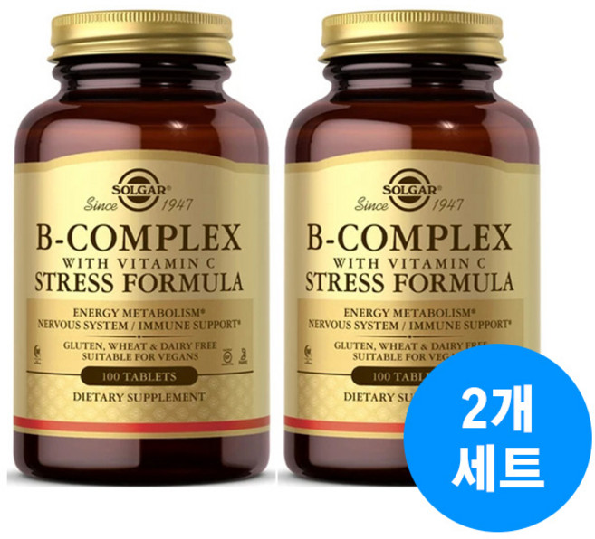 솔가 B-컴플렉스 비타민 C 포함 포뮬러 타블렛 비건, 100정, 2개