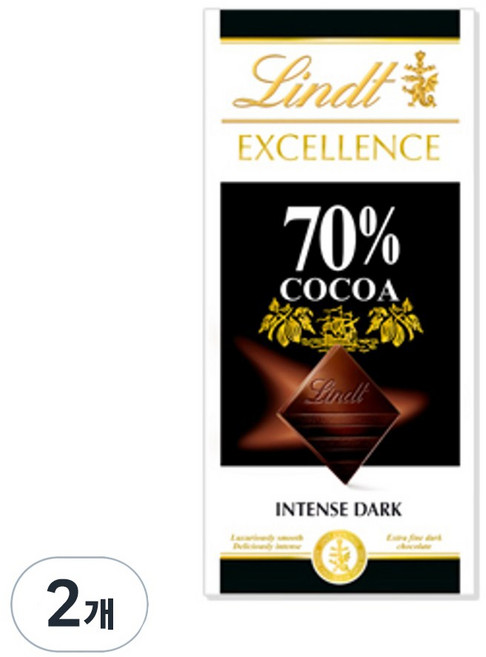 린트엑셀런스 다크 초콜릿바, 100g, 2개