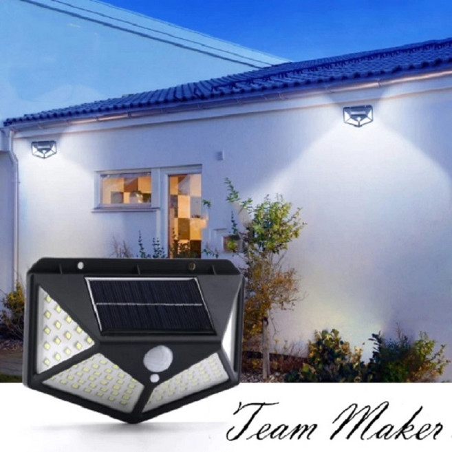 센서등 태양열 야외등 100구 감지 태양광 정원등 벽부등 야외조명 현관등 베란다 인테리어, 벽부등 100구 LED, 블랙