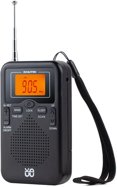 비상 FM LED 화면 소형 휴대용 배터리 작동 라디오 미니 포켓, 01 Black