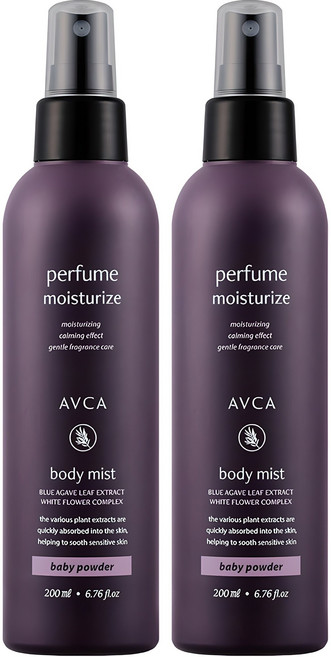 아브카 퍼퓸 바디 미스트 베이비 파우더향, 200ml, 2개