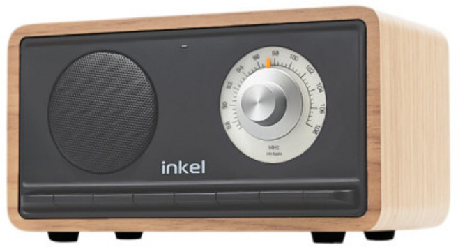 인켈 레트로 감성 우드 무선 블루투스 스피커 FM라디오 AUX MicroSD 지원, 블랙