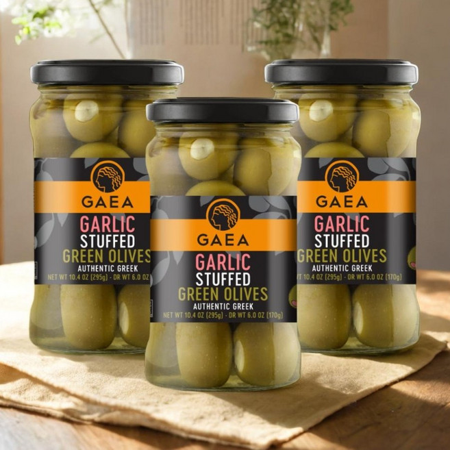 그리스 GAEA 가이아 갈릭 그린 올리브 피클 절임 295g x3병