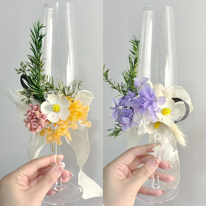 永生花結婚敬酒杯一對 訂婚結婚禮物禮盒裝, 1個, 同心和好一對 禮盒裝