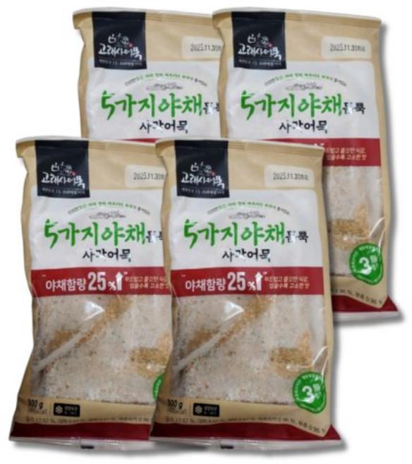 고래사어묵 야채듬뿍 사각어묵, 4개, 300g