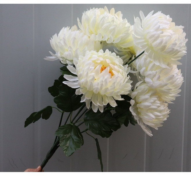 더 라넌큘러스 플라워 대국 국화 성묘꽃 7송이 조화, 1개, 화이트