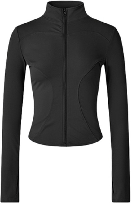 女款運動跑步健身夾克, 星耀黑 - 收腰顯瘦, 1個