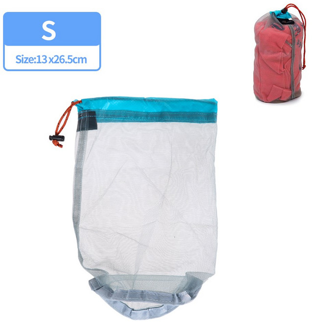 초경량 드로 스트링 메쉬 물건 자루 보관 가방 세탁 천 파우치 의류 정리 Tavelling 캠핑 하이킹 등산용