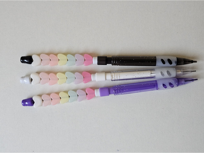 오라마켓 샤프 볼펜 꾸미기 3개 세트 볼꾸 펜꾸 샤꾸 비즈 동대문 DIY 재료, 1세트, 퍼플+화이트+블랙