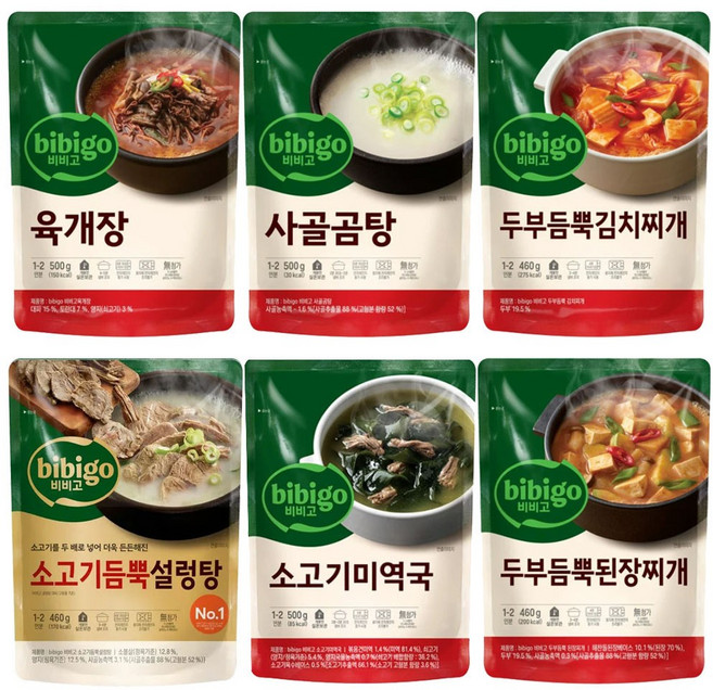 비비고 즉석국 탕 찌개 6종세트, 1세트, 2.96kg