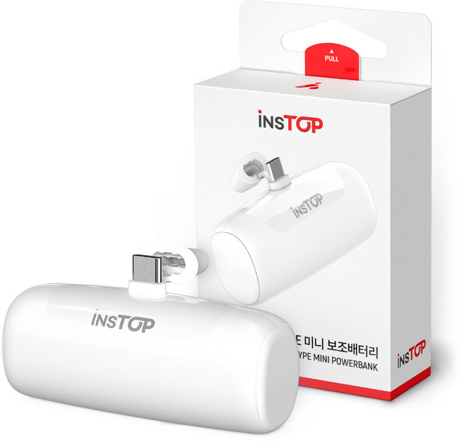 인스탑 미니 보조배터리 무선 도킹형 일체형 5000mAh C타입, 화이트, SPE-PA5GPQCP