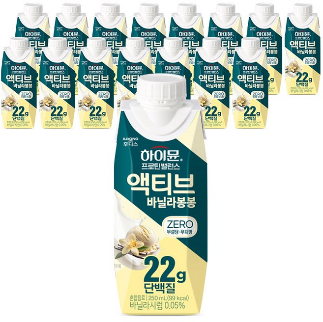 하이뮨 프로틴 밸런스 액티브 22g 바닐라봉봉 ZERO, 16개, 250ml