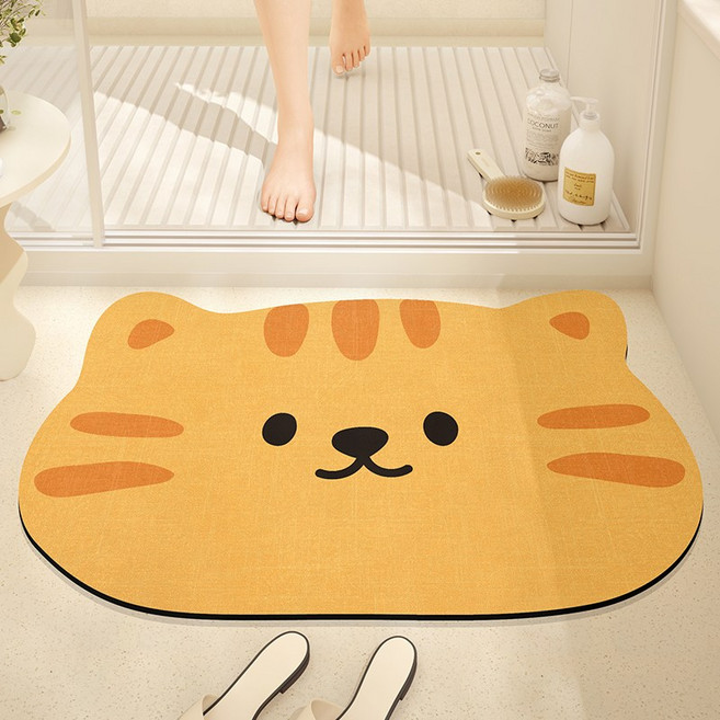 DEXI 욕실 미끄럼방지매트 주방 화장실 호텔 미끄럼방지 규조토 발매트 호텔 화장실 베란다 싱크대 논슬립 발판 클래식 빠른 흡수 욕실 발매트, 고양이, 1개