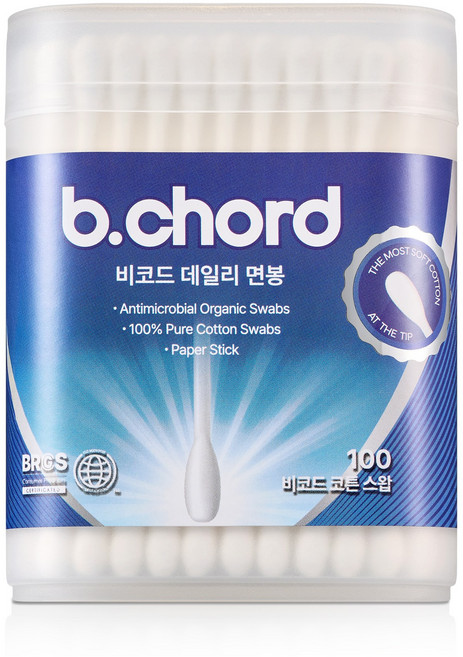 비코드 데일리 순면 100% 프리미엄 면봉, 1개, 100개입