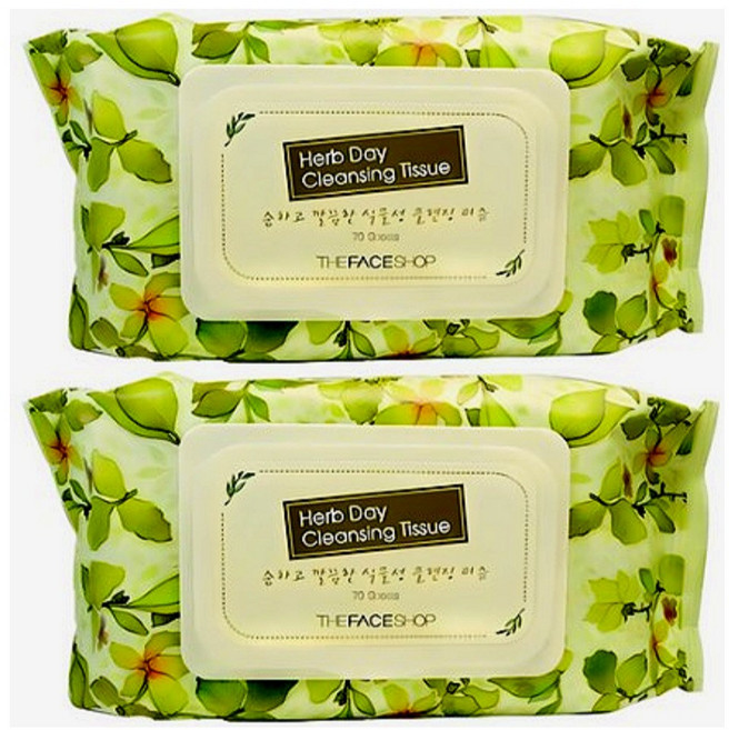 더페이스샵 허브데이 클렌징 티슈, 70매입, 2개