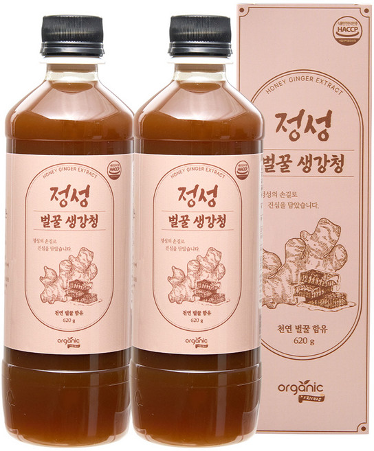 물 한방울 안들어간 진짜 국내산 100% 안동 생강 천연벌꿀 정성 생강청 원액 생강차, 620g, 2개, 1개입