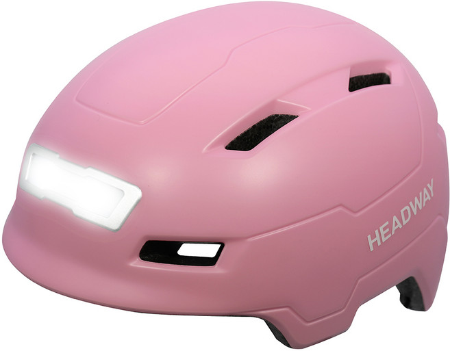 헤드웨이 전후방 LED 라이트 자전거 킥보드 전동킥보드 헬멧, 1개, 무광핑크